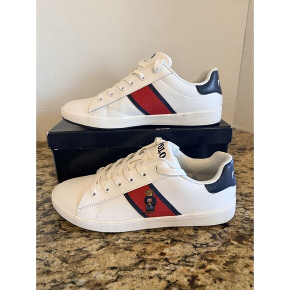 Polo Ralph Lauren Quilton Bear  Junior White/Navy/Red Size 7 US - Picture 5 of 9